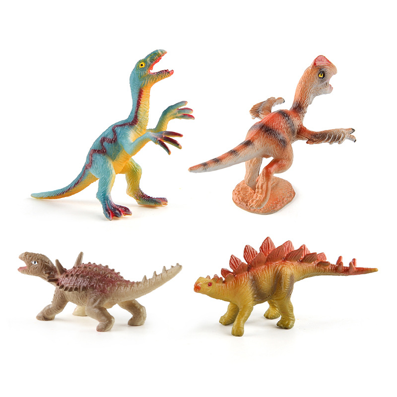 Serie de mini dinosaurios simulados de Amazon: Triceratops, Estegosaurio, Velociraptor, Pterodáctilo, Therizinosaurus, conjunto de modelos estáticos.