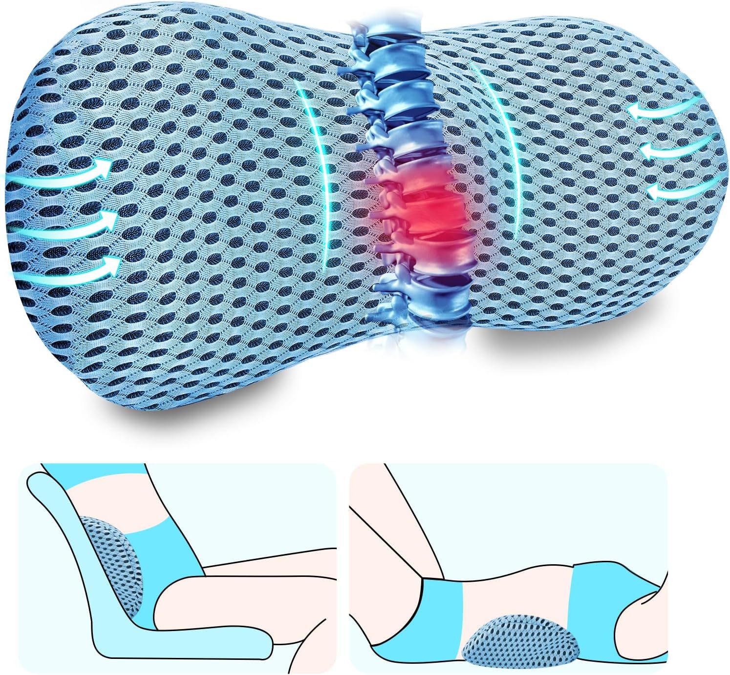 Cross-Border Car Cushion, Car Lumbar Cushion, Car Back Cushion, Waist Support, Office Chair Lumbar Support, Lumbar Support