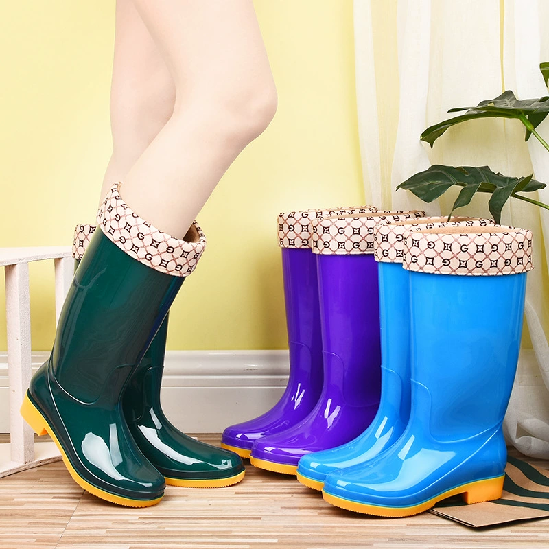 Высокие Нескользящие непромокаемые туфли желейные резиновые сапоги водные сапоги теплые туфли Женская взрослая Мода длинная трубка прямые продажи с фабрики