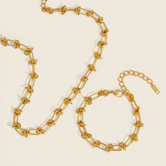 クロスボーダーステンレス鋼巻き結び目ネックレスブレスレット 18K ゴールド非退色ヒップホップスタイルジュエリー卸売