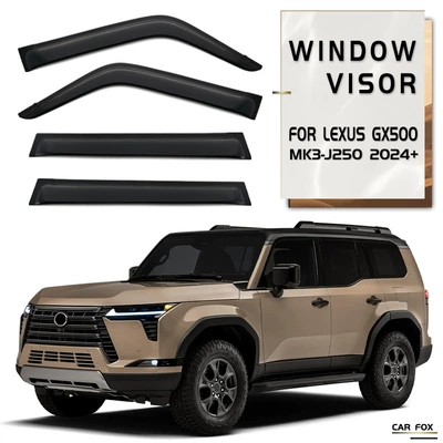 GX400 rain shield, Rain shield - standard-packing-without-logo-lexus-gx500gx550h-4pcs-mk3-j250-2024-no-bright-strips-rain-shield