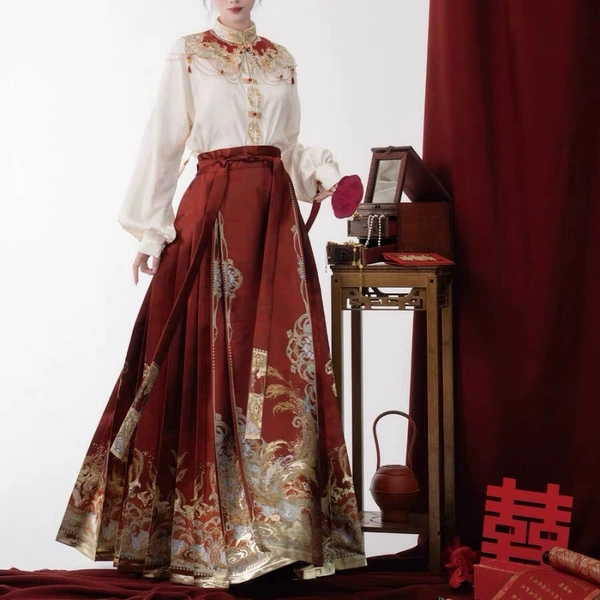 One-stop contract-three-piece suit (printed horse-faced skirt)
