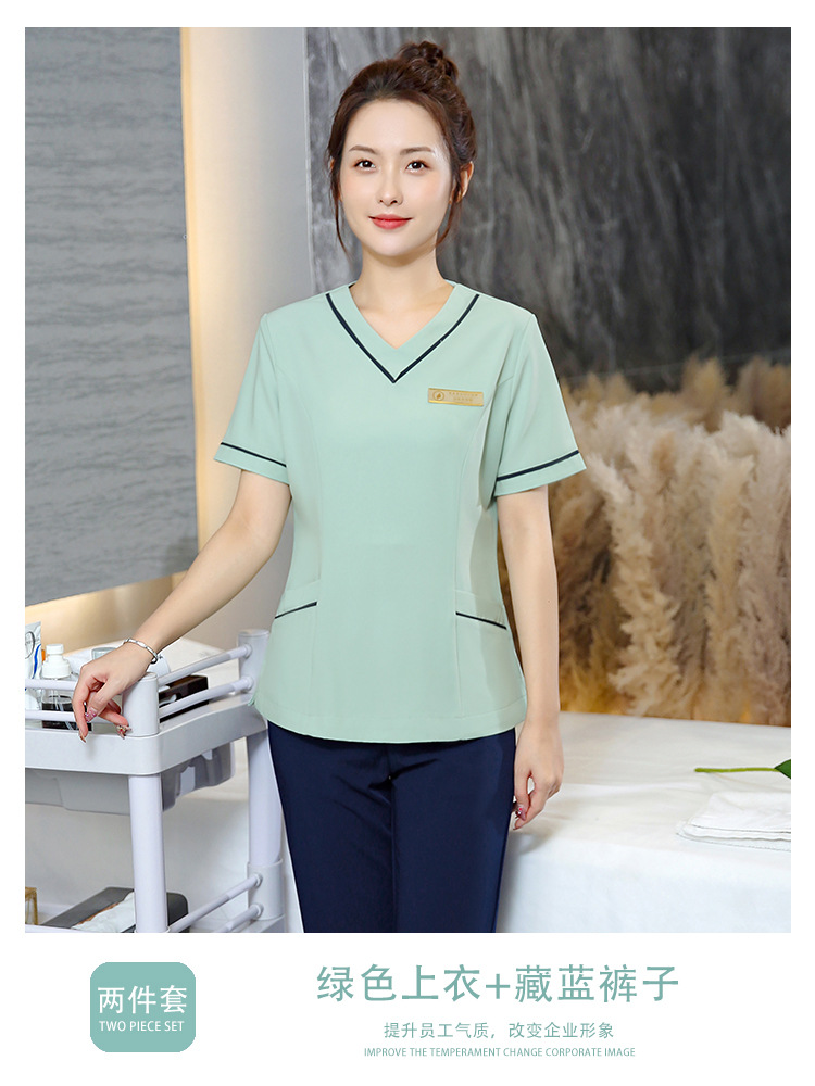 22303 "short sleeve" green coat + navy blue pants