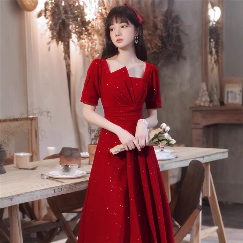 2025 New Model of Elegant and Stylish Bridesmaid Dress That Can Be Worn Casually, Suitable for Petite Women, Burgundy Dress 2025 New Model of Elegant and Stylish Bridesmaid Dress That Can Be Worn Casually, Suitable for Petite Women, Burgundy Dress