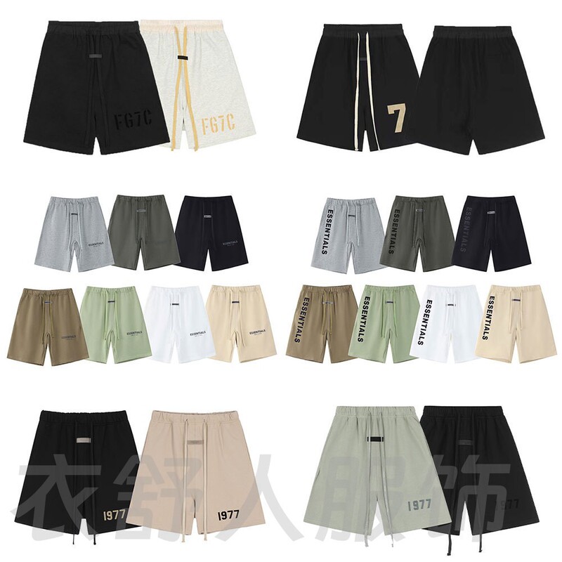Dropshipping Cross-Border Essentials Lettered Pure Cotton Casual Sports Shorts Unisex Loose Fit Fog