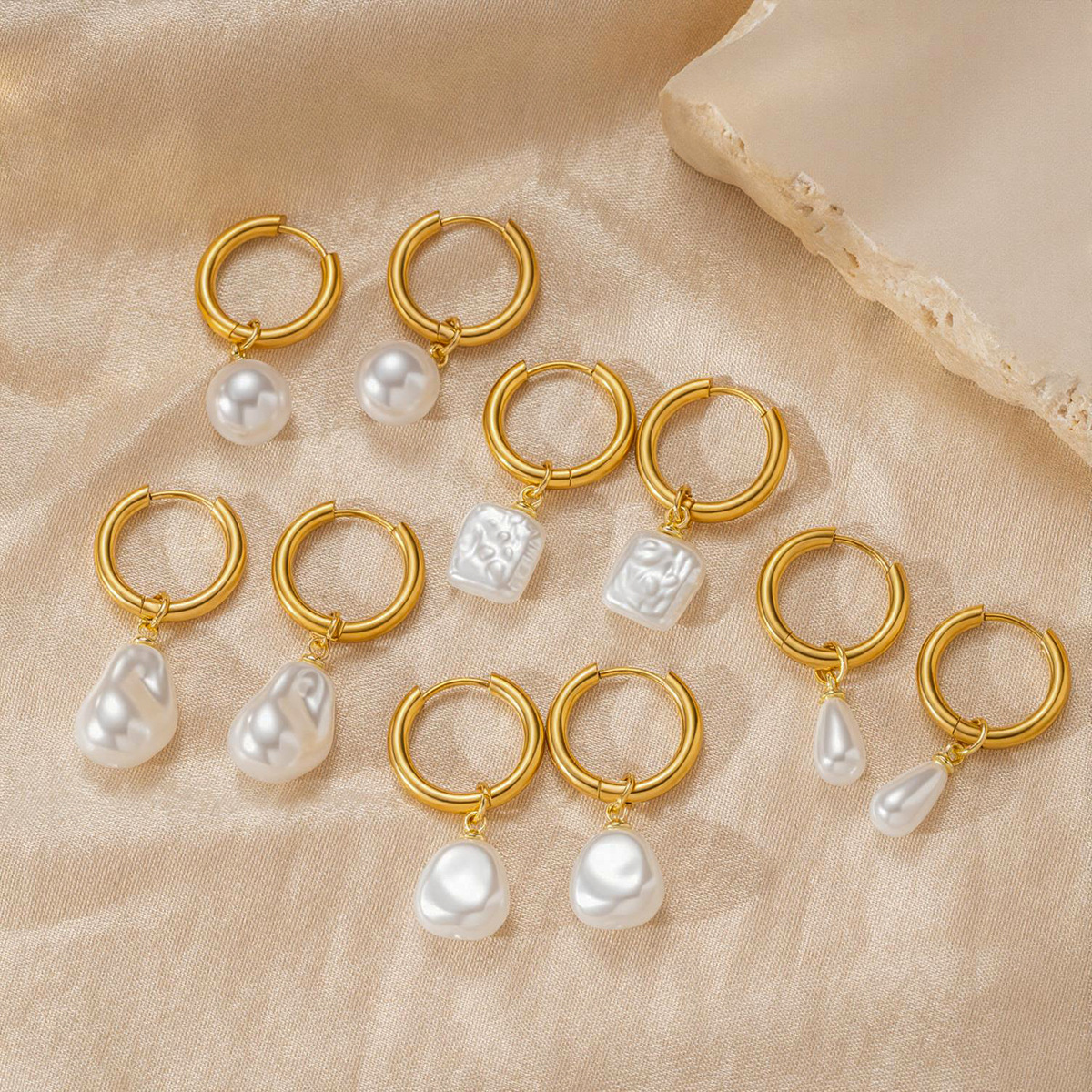 retro earrings from pearl stainless steel