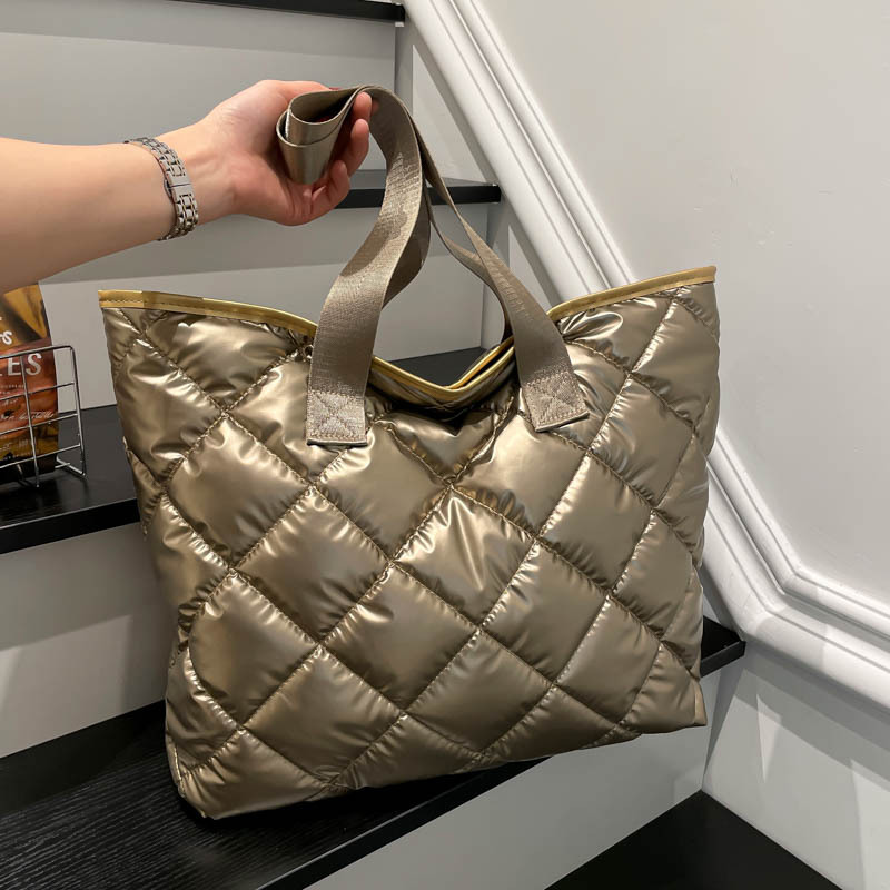 Embroidered Quilted Cotton Padded Shoulder Bag For Women Versatile_voghion.com