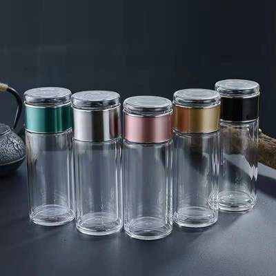 新款茶水分离杯高硼硅双层玻璃杯定制商务广告礼品杯便携水杯