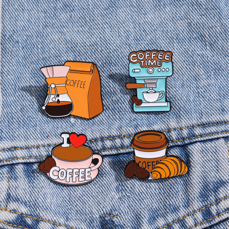 コーヒーシリーズブローチコーヒー金属滴油模造エナメルクリエイティブかわいい服の装飾バッグアクセサリーバッジ|undefined