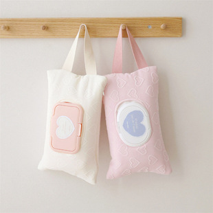 ins Style Large Capacity Stereo Heart Removable Travel Portable Flip Satchel Storage Tissue Box Wet Wipes Storage
