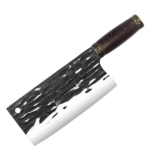 Two-piece Kitchen Slicing Knife in Chicken Wing Wood, Vintage Design – Household Chopping & Butchering Knife with Stainless Steel Forged Blade