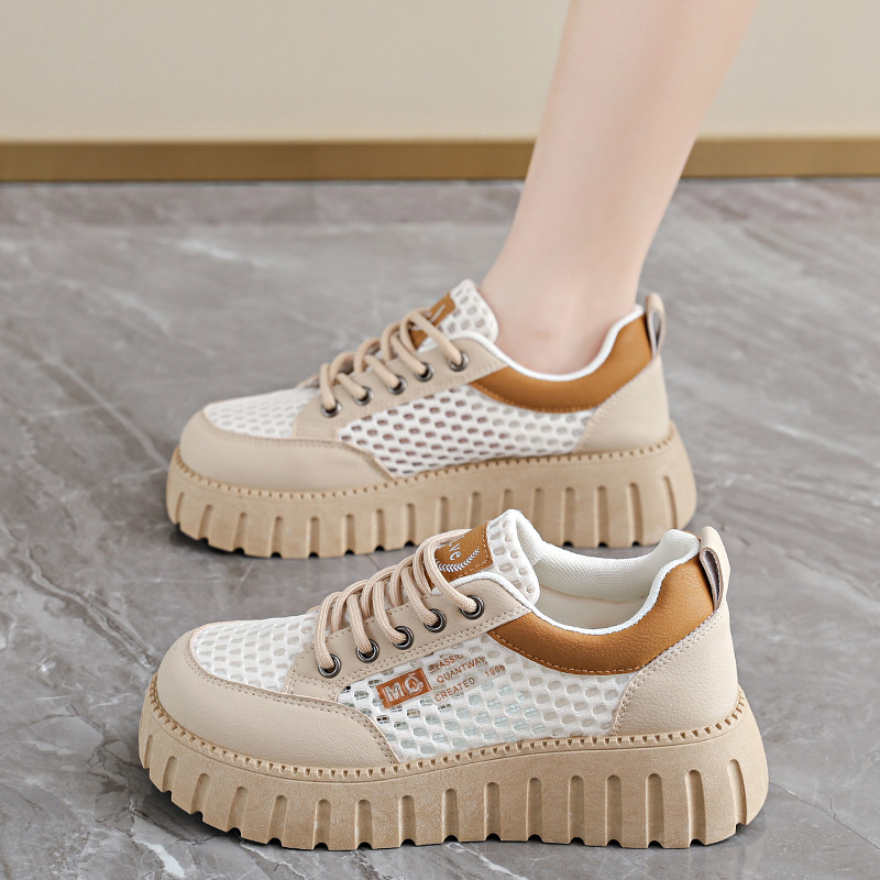 2026 Summer Women's Shoes, New Mesh White Sneakers, Korean Style Ins Style for Female Students, Breathable Height-Increasing Sports Casual Sneakers 2026 Summer Women's Shoes, New Mesh White Sneakers, Korean Style Ins Style for Female Students, Breathable Height-Increasing Sports Casual Sneakers