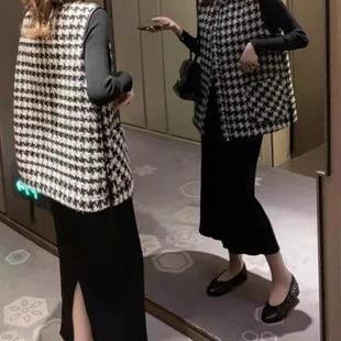 Internet Celebrant Chanel Style Houndstooth Vest Women's New Spring and Autumn Fashionable Korean Style Vest