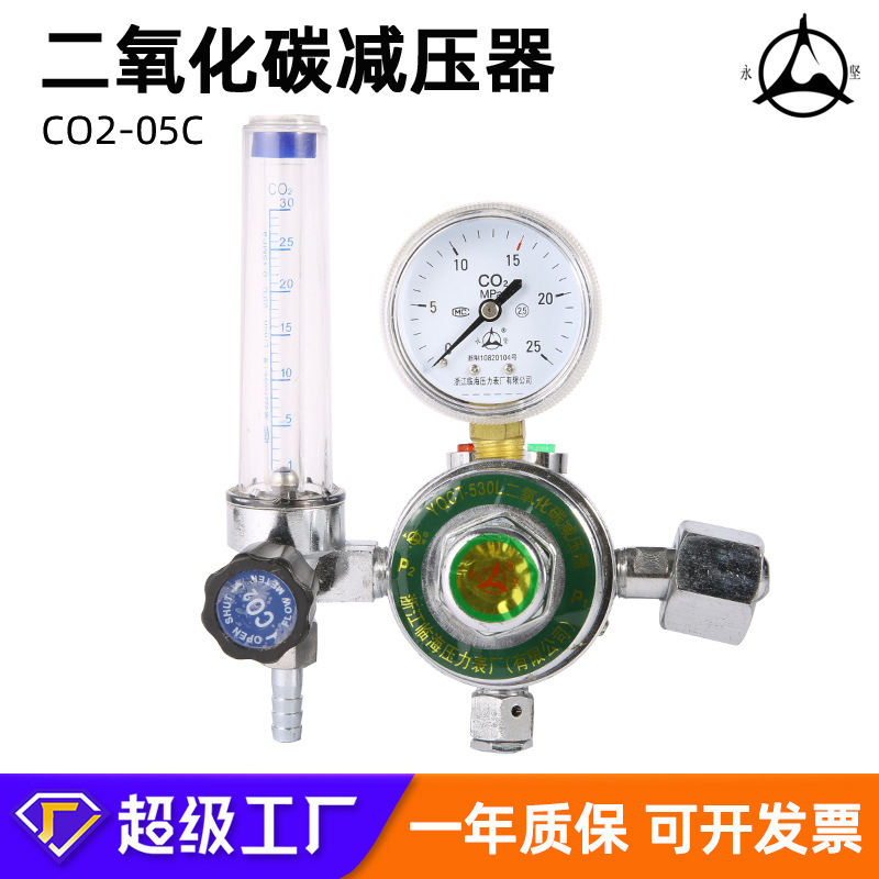 临海工厂供应二氧化碳电加热式减压器减压阀调压压力表小批量定制
