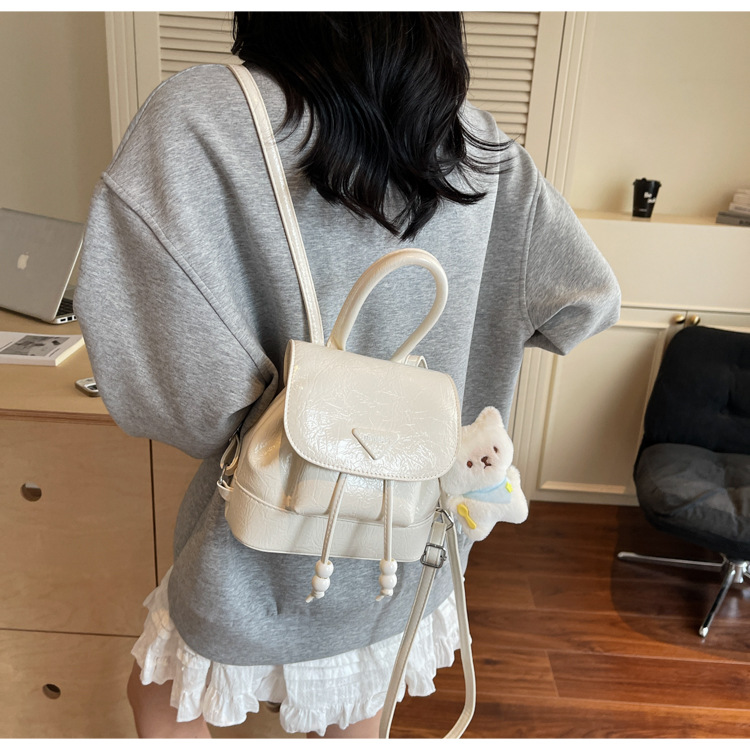 Stylish and sweet casual mini shopping and travel backpack 2025 New style, trendy and versatile solid color hand-held backpack undefined