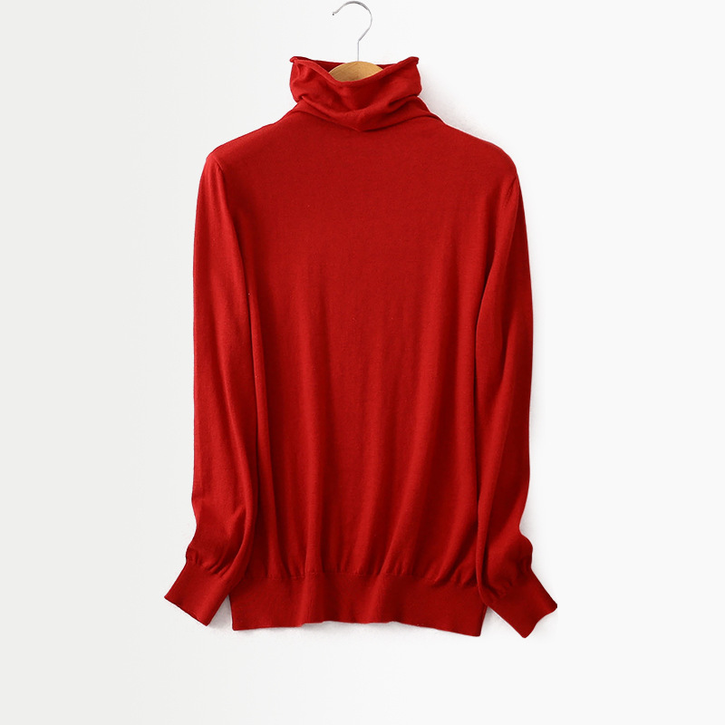 파일 칼라 긴팔 밑단 셔츠 레드