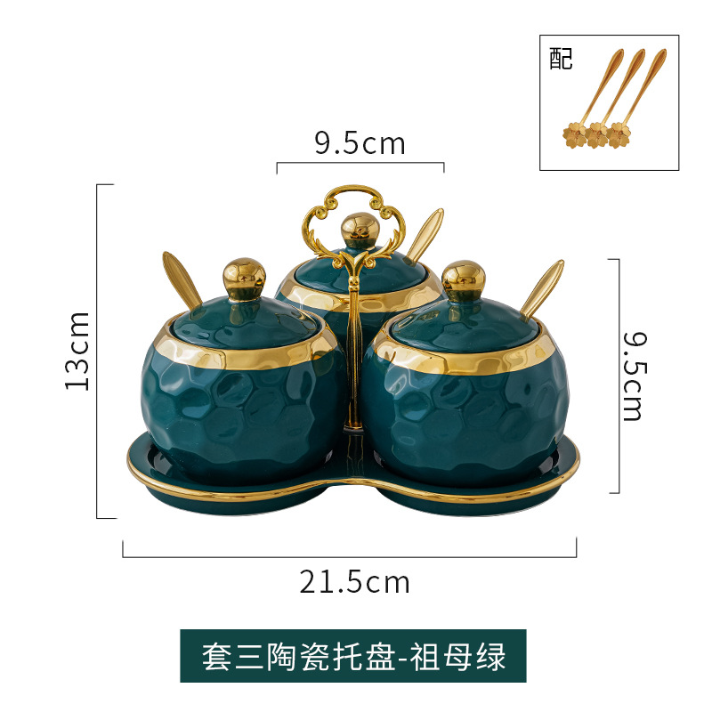 Caja de condimento de cerámica nórdico hogar condimento tarro botella sal azúcar condimento tarro cocina suministros combinación traje condimento tarro