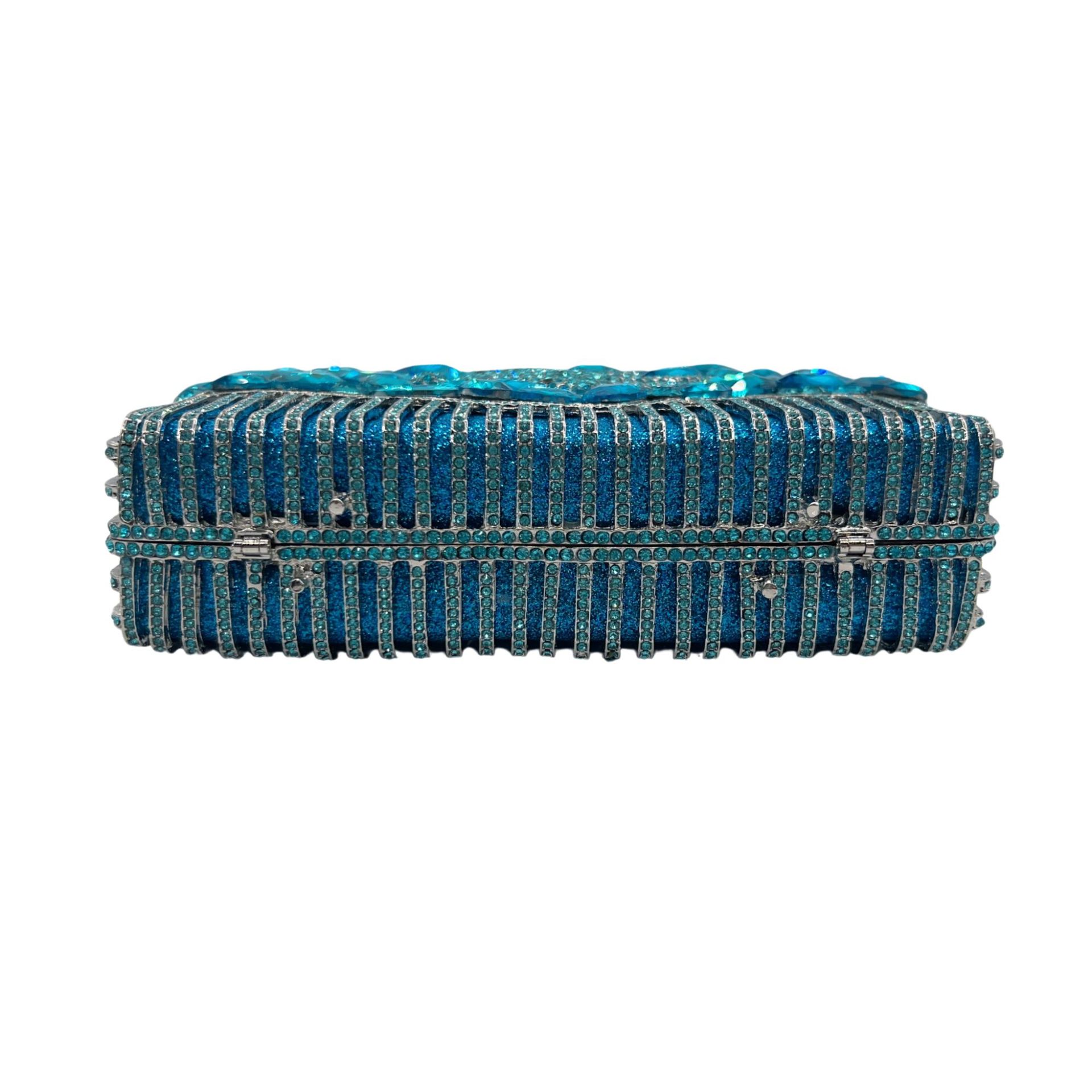 Túi clutch nữ cầm tay đính đá kim cương nước dự tiệc phong cách Âu Mỹ — Màu xanh nước hồ, Cá tính đặt làm