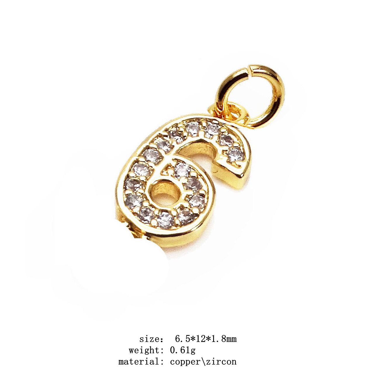 2g Weight Pendant Jewelry Making Type Zircon Inlay Material 1 Piece Quantity Copper Material Number Pattern Inlay Design Simple Style Style 1 Piece Copper Zircon Number Pendant 10