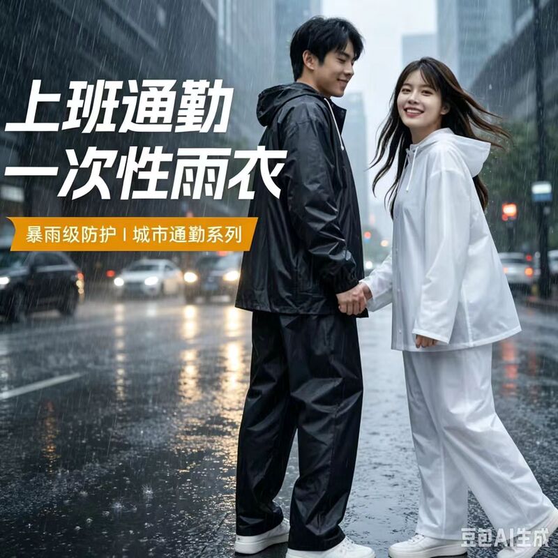 Bicycle raincoat for junior high school students, designed for commuting to school, unisex, long style, full-body protection against heavy rain, and a two-piece design Bicycle raincoat for junior high school students, designed for commuting to school, unisex, long style, full-body protection against heavy rain, and a two-piece design