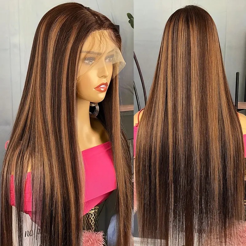Synthetic Lace Front Wig Straight Hair Piano Colour Natural Look_voghion.com