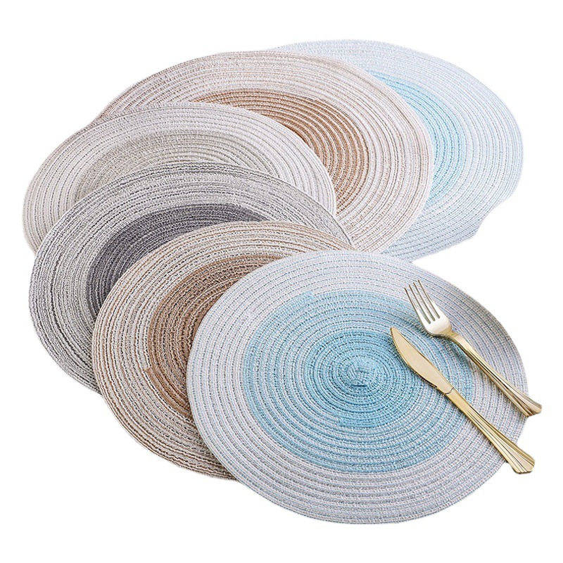 A3045 estera redonda de aislamiento estera de mesa estera de comida occidental nórdica estera de taza de té estera de placa de lino de algodón japonés