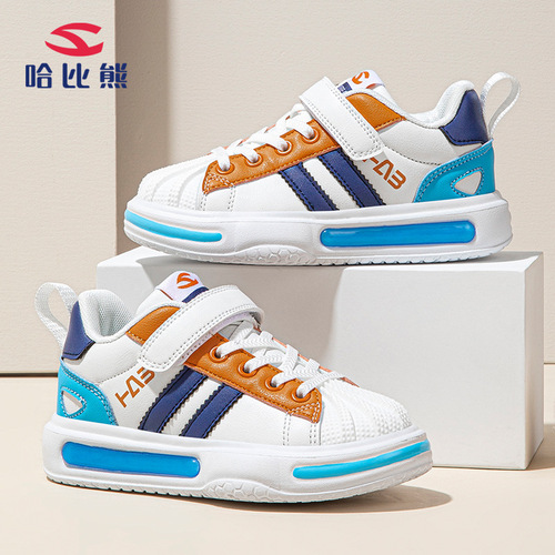 Baby Bear Autumn Leather Surface Boys' Leisure Shoes New Girls' Training Shoes Soft Sole Children's Board Shoes Direct Factory Sale