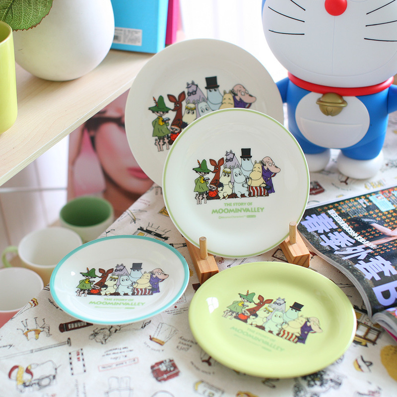Ceramic Round Plate mu Ming Ya Mei Shi Li Qi Dinner Plate Small Plate Small Hippo Family Portraits Dish Plate