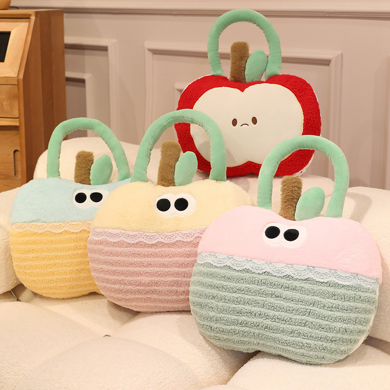 Pequeña manzana almohada portátil para niños, colcha trasera para coche, manta para dormir, artefacto de oficina de dopamina