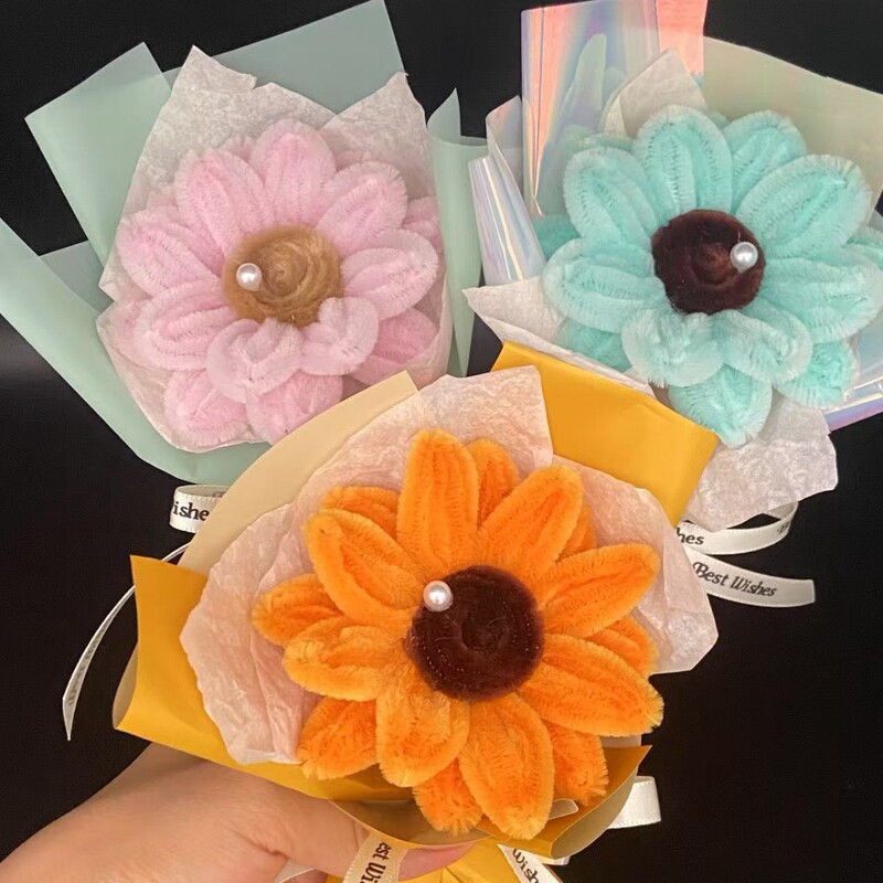 Sunflower Bouquet Twist Stick Handmade Bouquet Popular Souvenir Artificial Flower Small Sunflower Teacher's Day Gift