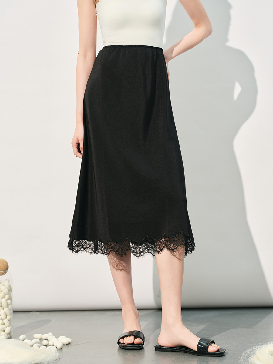 Light and thin breathable base summer silk lace long skirt