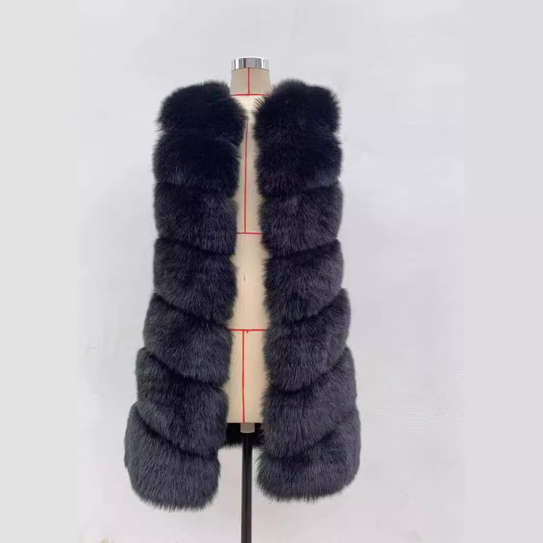 Damenbekleidung Pelz warme Freizeit Pelz Spleißen Damen Fuchspelz Weste_voghion.com