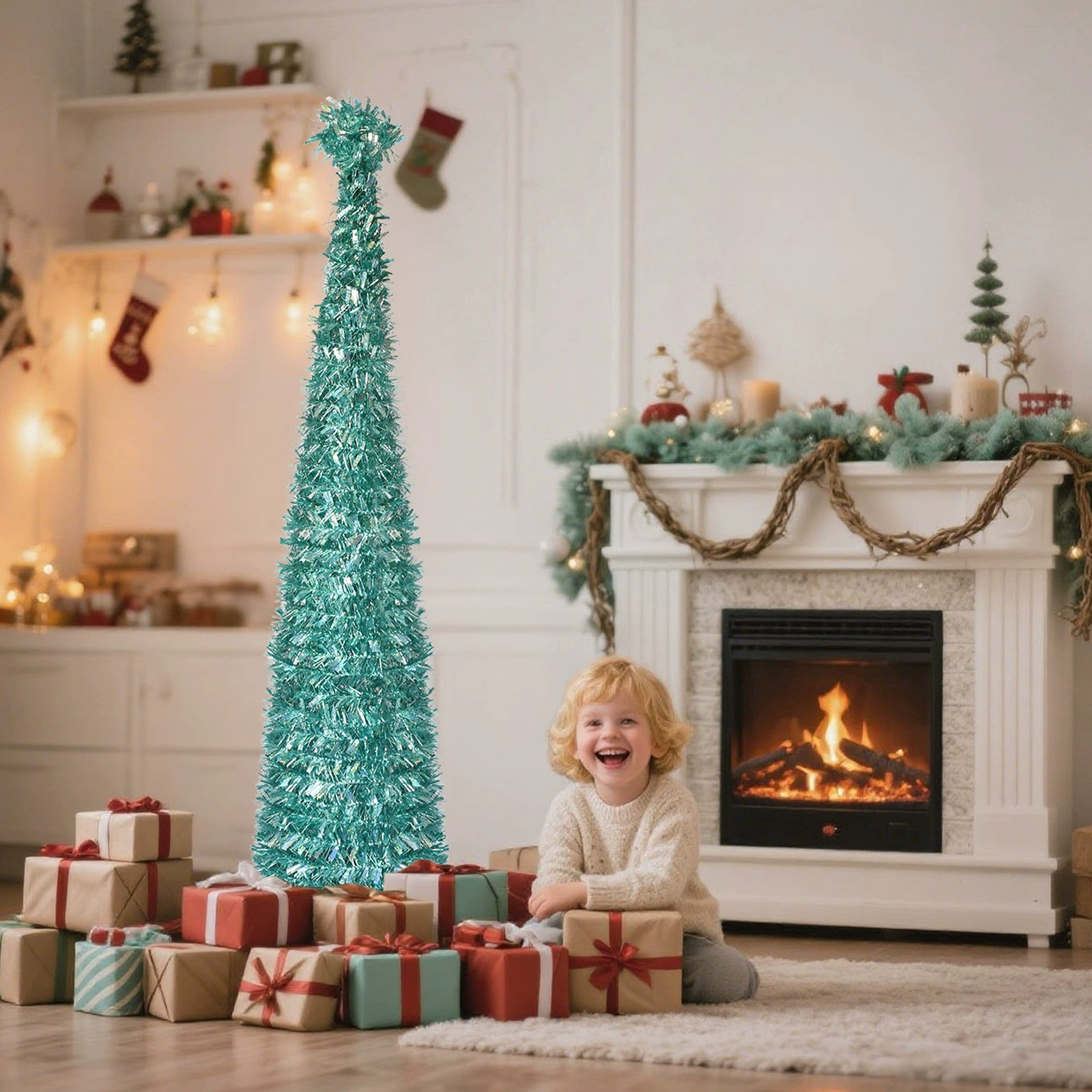 Рождественская искусственная рождественская елка Складные синие рождественские украшения Украшение дома Праздничное украшение Рождественская композиция