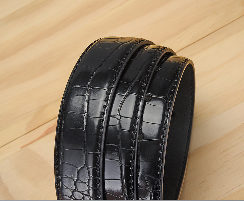 Men's Crocodile Pattern Leather Belt With Classic Pin Buckle_voghion.com