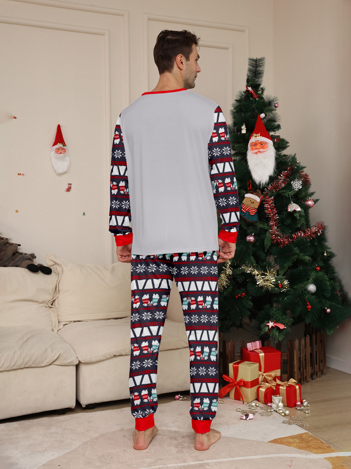 Pijama de natal a combinar para família com urso e flocos_voghion.com