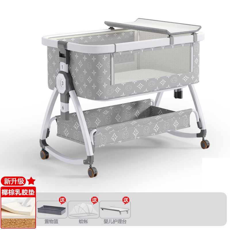 Cuna de bebé recién nacido cama costura Cama grande Baby Shaker BB cama de los niños cuna cama multifuncional móvil plegable image 18