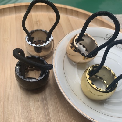 跨境專供歐美金銀百搭平板電鍍馬尾扣彈簧夾發圈紮頭發飾頭飾品