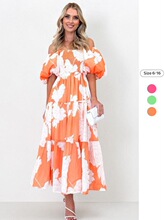 Women's Floral Print Puff Sleeve Dress, Casual Off Shoulder