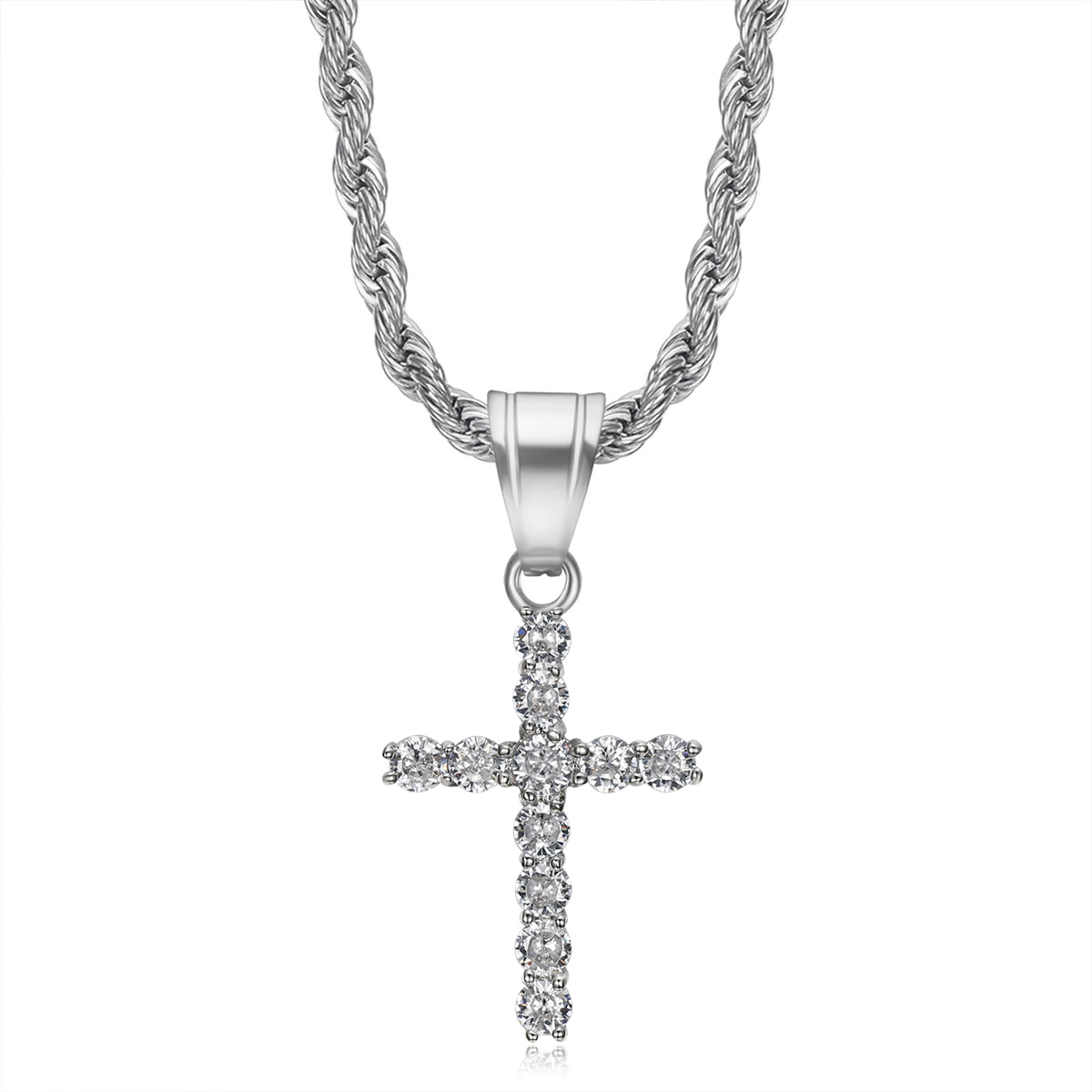 1 Piece Quantity Daily, Street Occasion Hip-Hop Cross Titanium Steel Plating Zircon 18K Gold Plated Men's