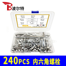 240PCS��������˨���304�����Բ��ͷ�ݶ���ͷ��װDIN912�羳
