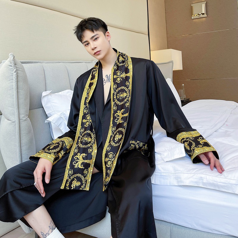 Luxury Gold Print Bath Robe Image 4