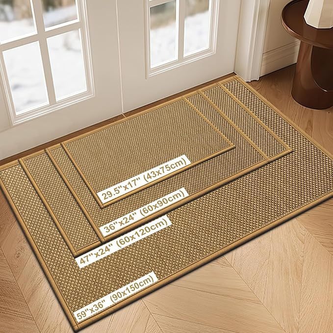 Solid color simple linen bathroom floor mat, absorbent mat, non-slip mat for toilet entrance, simple hallway bathroom foot mat