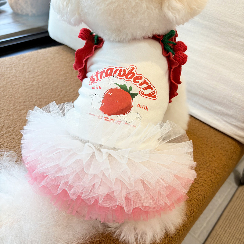 ペット犬猫服ストラッププリンセススカート小型犬猫車センチプリント快適蓬蓬スカート|undefined