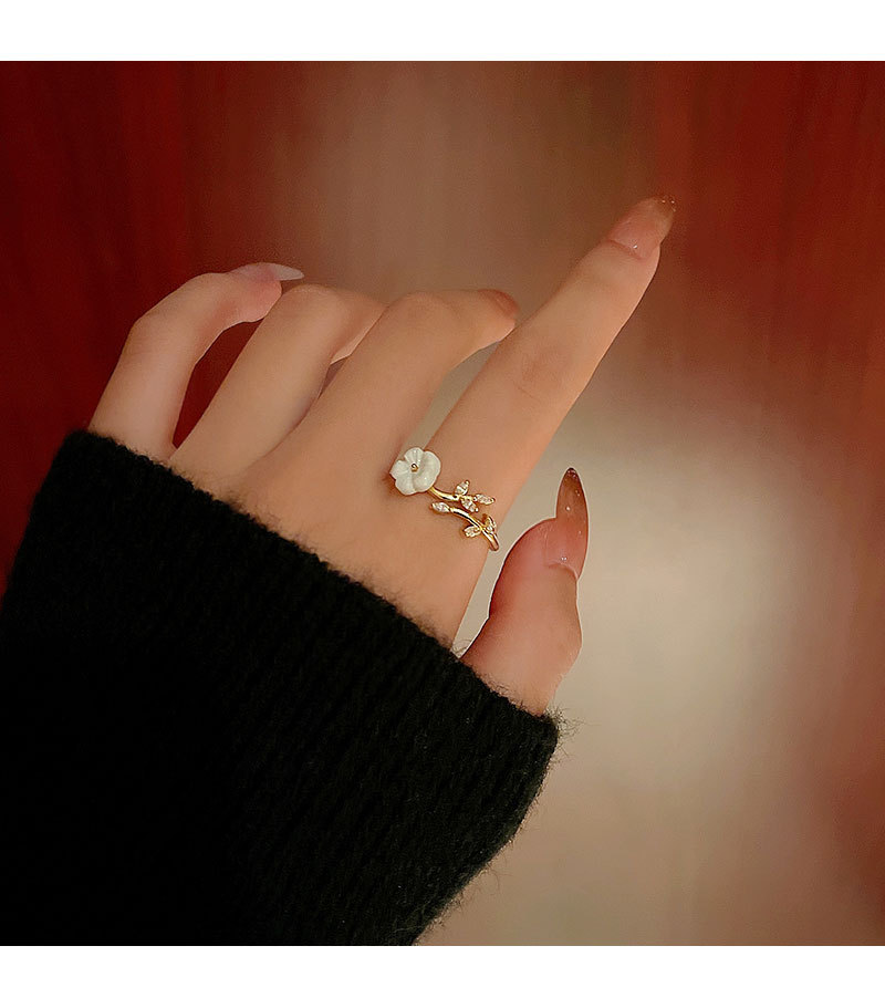 Fairy Style Flower Copper Plating Zircon Open Ring