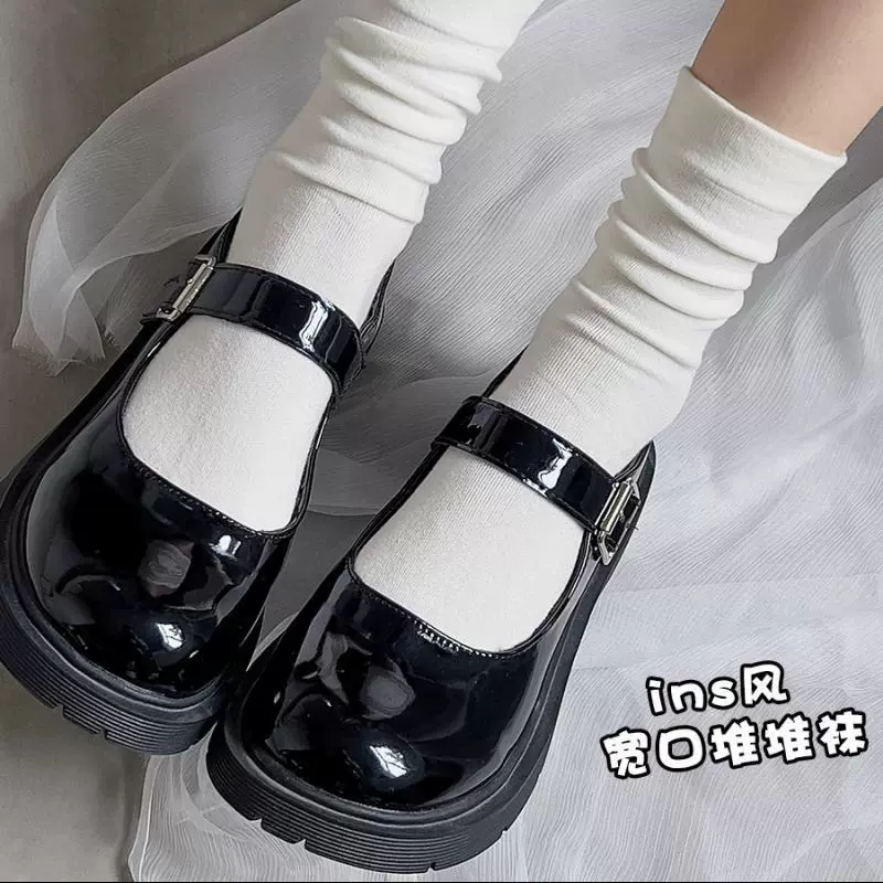Tide, Japanese white knee socks for pregnant, mid-length