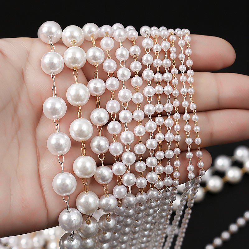 Color-Preserving Bright Pearl Chain Handmade DIY Accessories High-Quality Hand and Ear Jewelry Materials Separated Beads Light Luxury Niche Jewelry