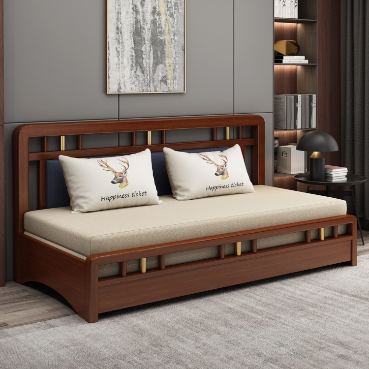 Foldable Solid Wood Sofa Bed Multifunctional Small Apartment Study Two-In-One Sofa Bed Foldableing Dual-Use 2025VΩ