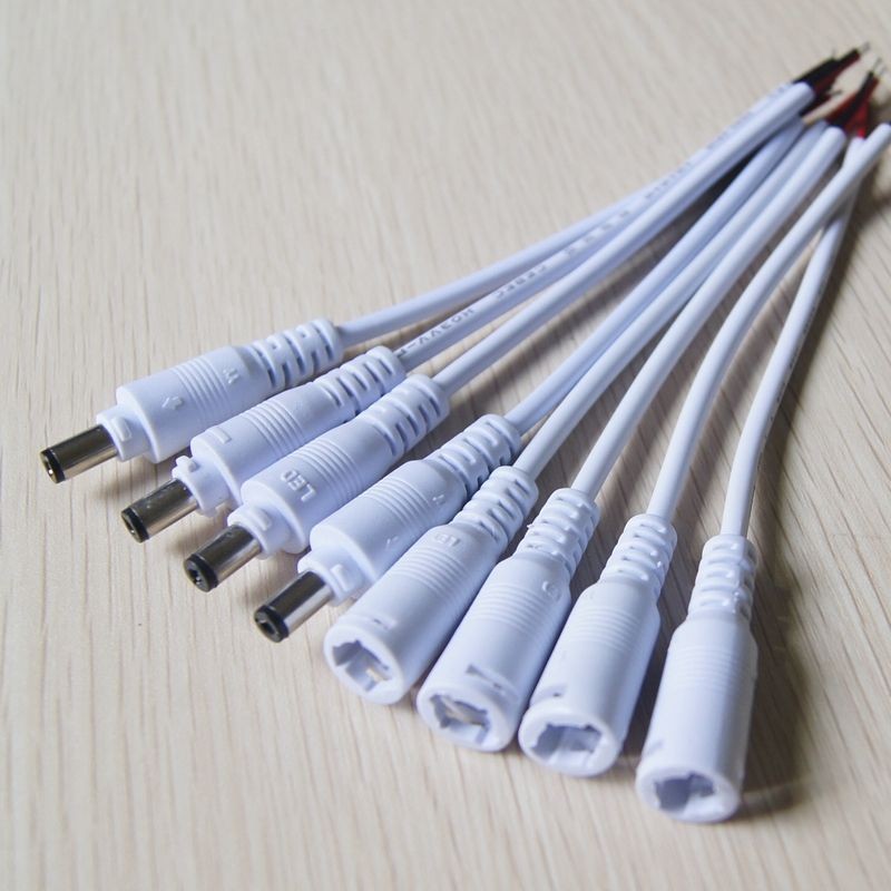 led驱动常用dc公母对接插头线dc5.5胶壳11mm白色无锁单头长15厘米