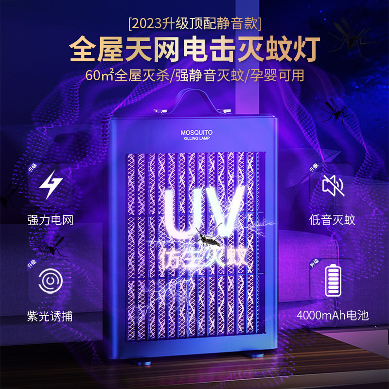 2023 Cross-border New USB Electric Mosquito Killer Lamp Household Mosquito Catcher Outdoor Camping LED Wall-mounted Mosquito Killer Gadget