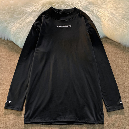 Half High School Style Men's Sweatshirt Spring Korean Version Loose Casual Long Sleeve T-Shirt Trendy Versatile Base Shirt